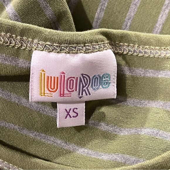 LuLaRoe Maria Maxi Dress Green Gray Striped Print Size XS Extra Small - Picture 8 of 11